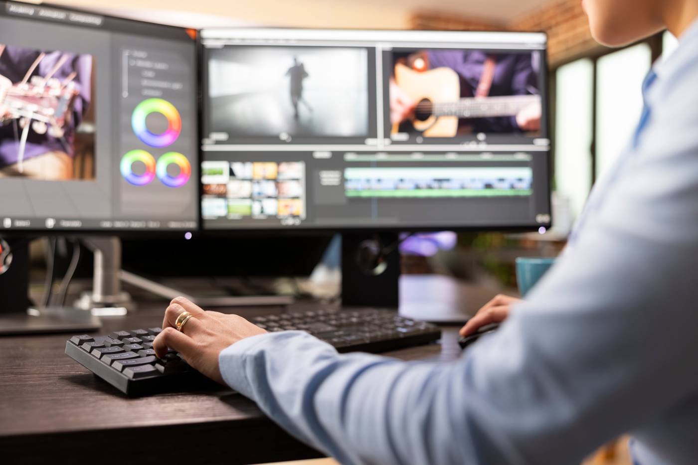 A designer at work in editing software